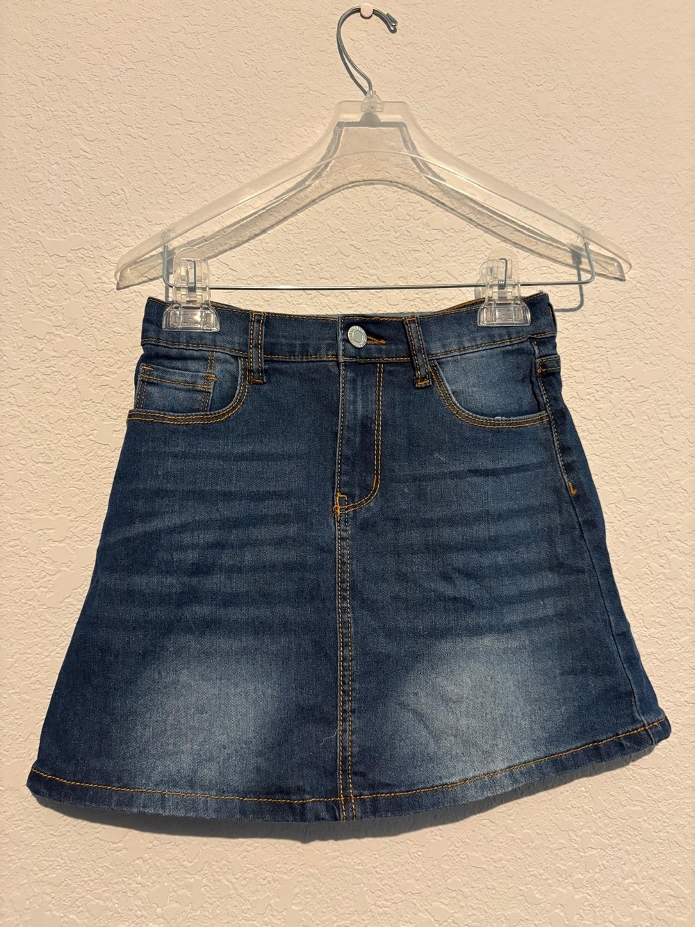 Girls Dark Blue Denim A-Line Skirt